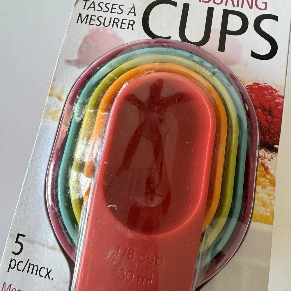 Joie Measuring Cups Set Plastic Rainbow Colors Baking Cooking Measure Kitchen